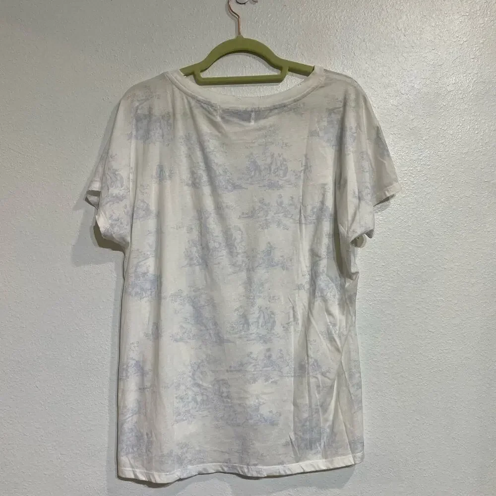 Wildfox White Tagged Toile Heritage Shirt Sleeve Tee Sz S NWT